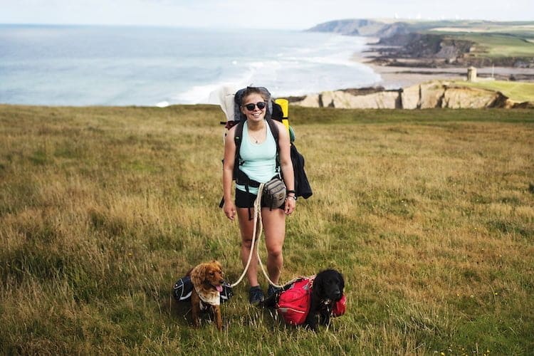 Hattie Day walking the Cornish Coast Path Spaniel Aid